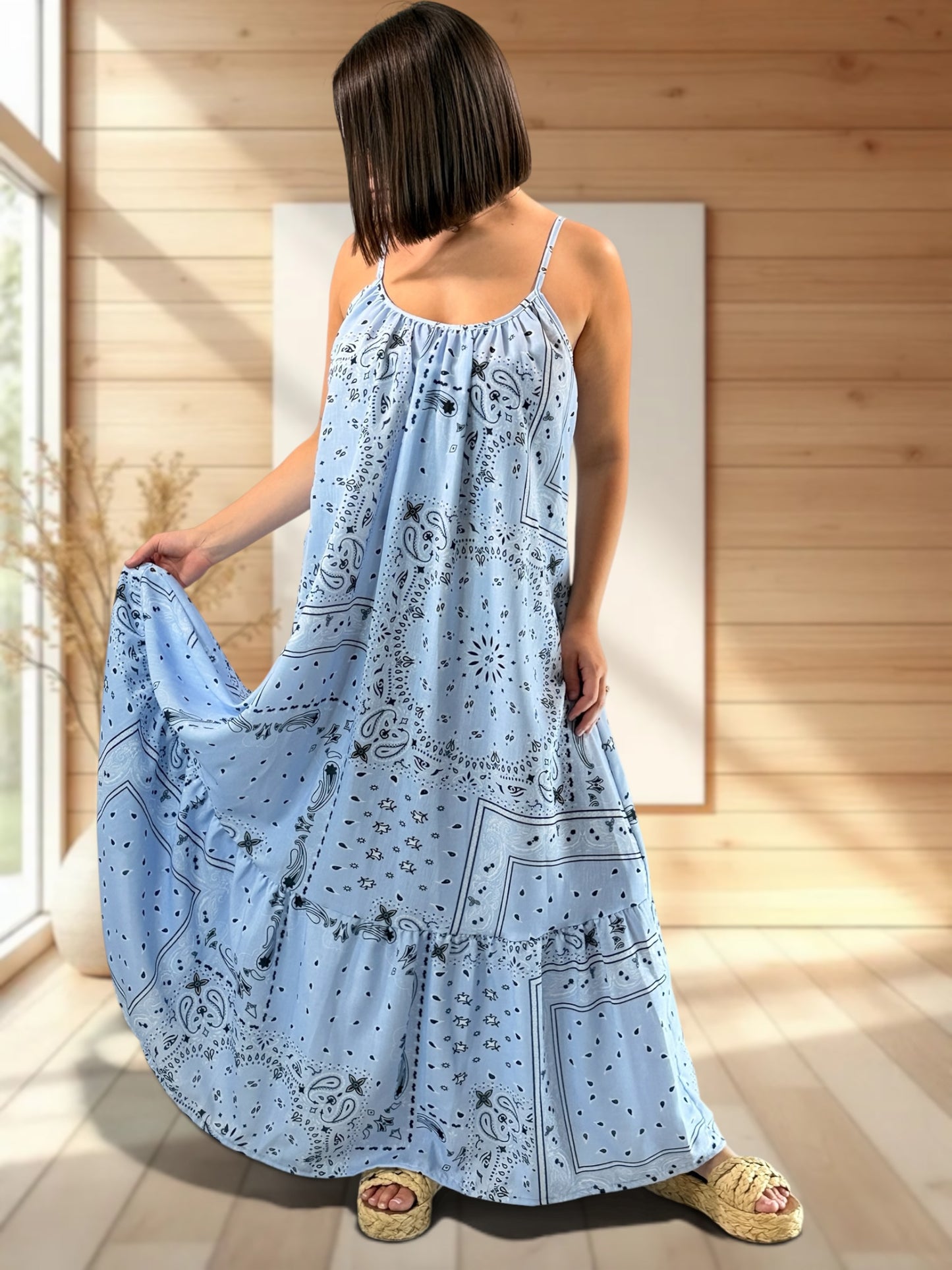 LISYANE - ROBE LONGUE A MOTIF JUSQU'A LA TAILLE 50