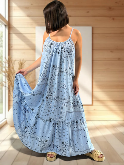 LISYANE - ROBE LONGUE A MOTIF JUSQU'A LA TAILLE 50