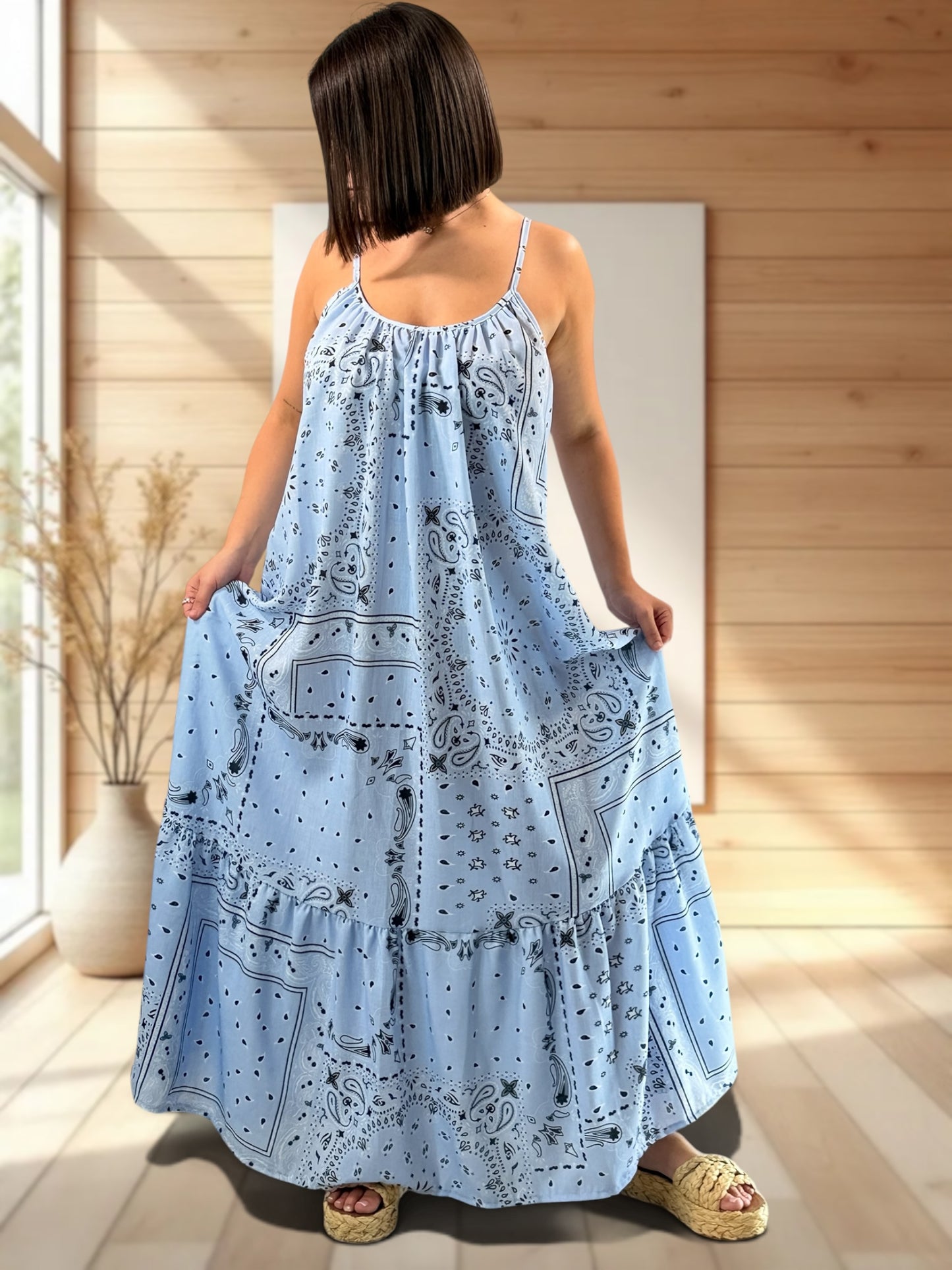 LISYANE - ROBE LONGUE A MOTIF JUSQU'A LA TAILLE 50