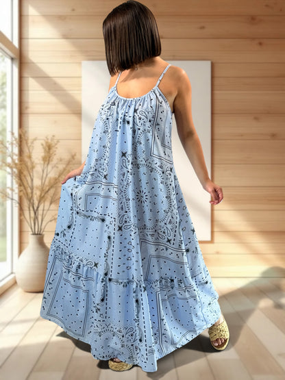 LISYANE - ROBE LONGUE A MOTIF JUSQU'A LA TAILLE 50