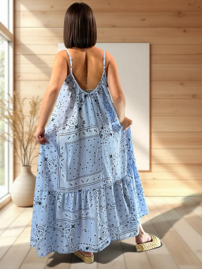 LISYANE - ROBE LONGUE A MOTIF JUSQU'A LA TAILLE 50