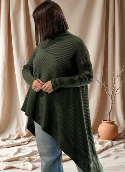 TYLER - PULL ASYMETRIQUE OVERSIZE KAKI JUSQU'A LA TAILLE 54
