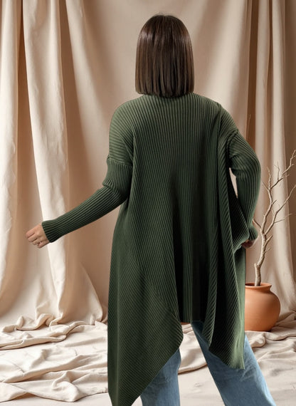 TYLER - PULL ASYMETRIQUE OVERSIZE KAKI JUSQU'A LA TAILLE 54
