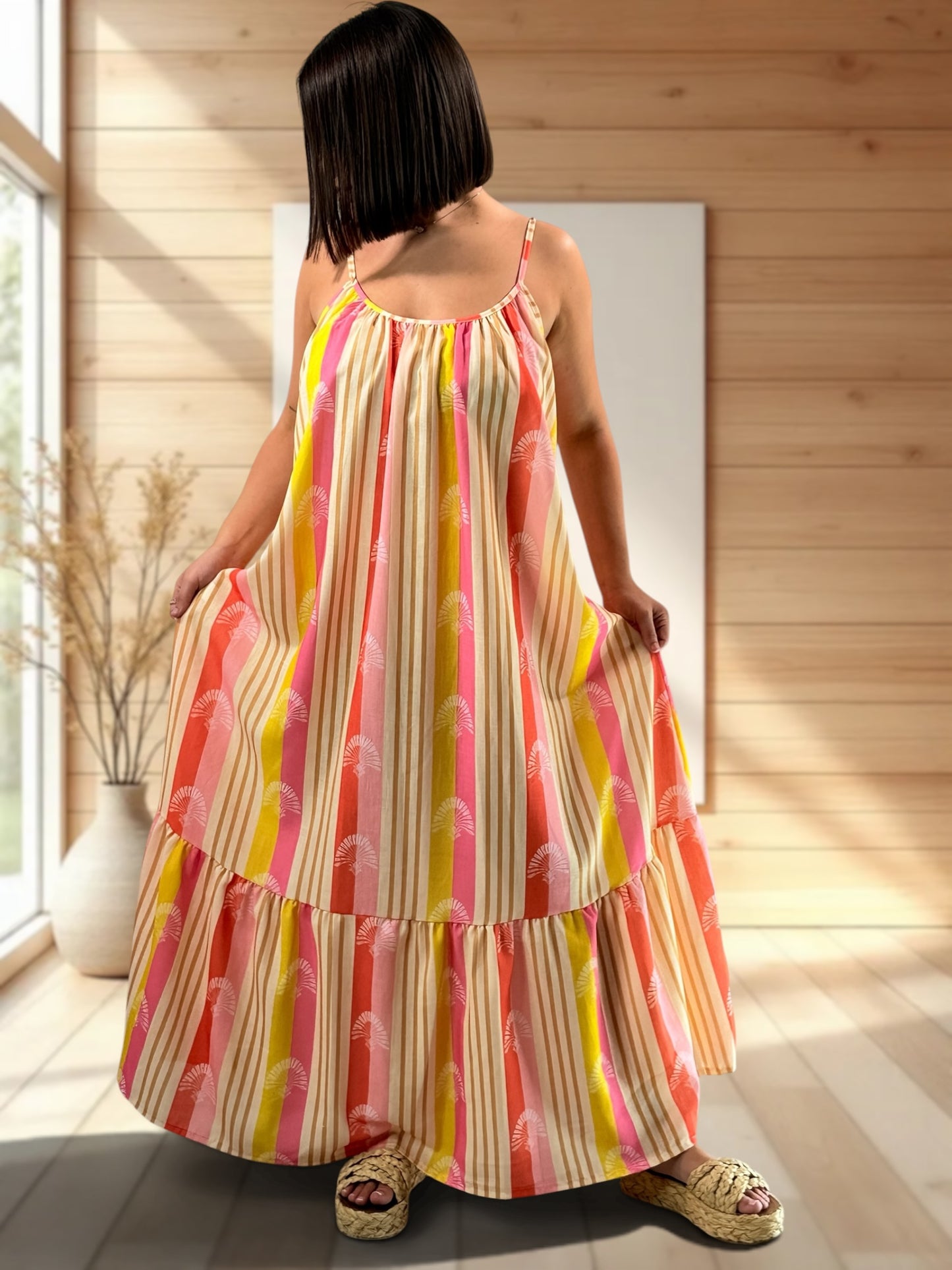LISYANE - ROBE LONGUE A MOTIF JUSQU'A LA TAILLE 52
