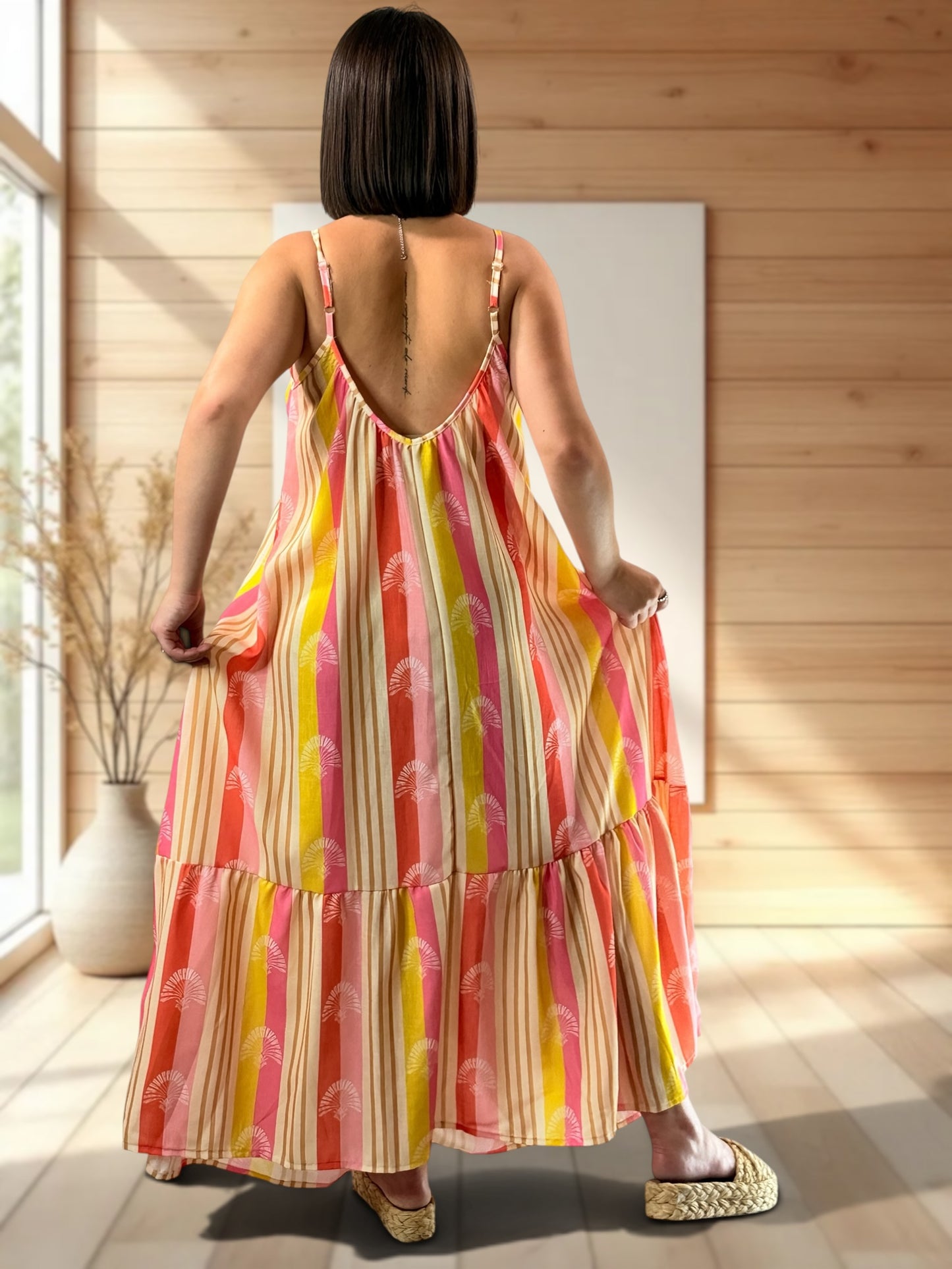 LISYANE - ROBE LONGUE A MOTIF JUSQU'A LA TAILLE 52
