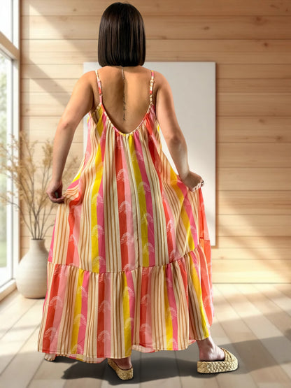 LISYANE - ROBE LONGUE A MOTIF JUSQU'A LA TAILLE 52