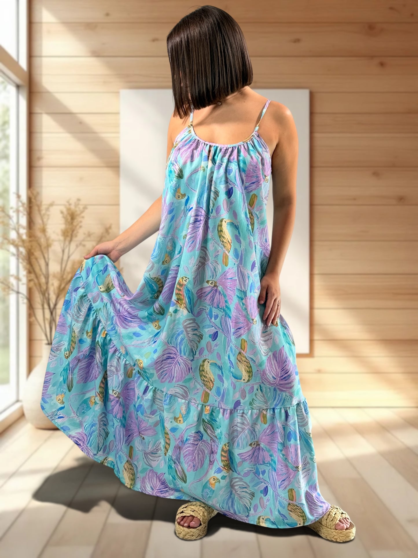 LISYANE - ROBE LONGUE A MOTIF JUSQU'A LA TAILLE 52
