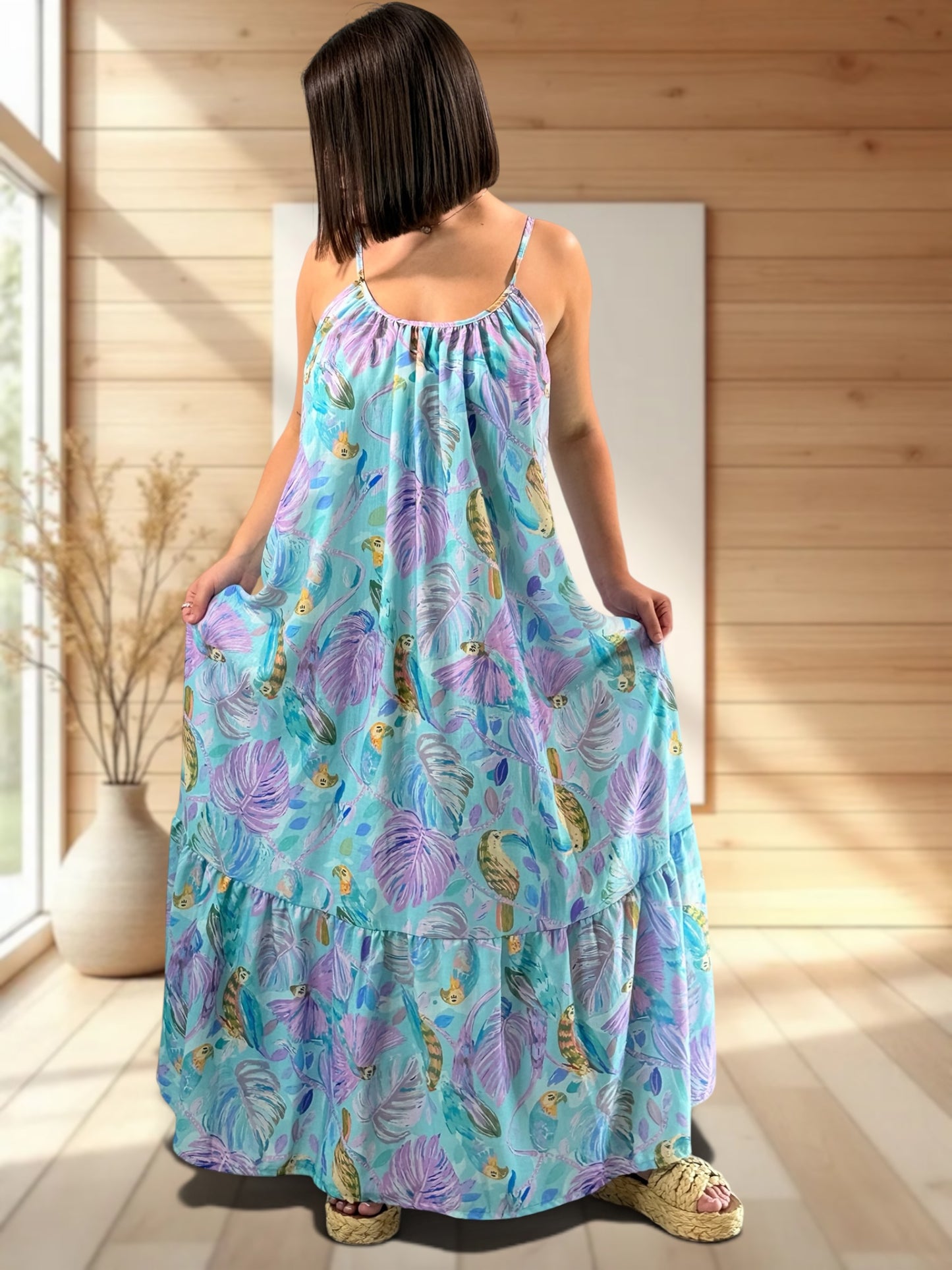 LISYANE - ROBE LONGUE A MOTIF JUSQU'A LA TAILLE 52