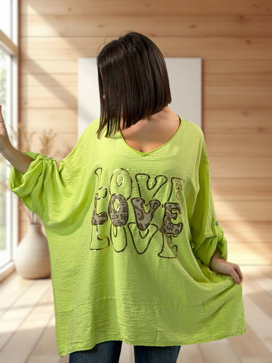 CANDICE  - TUNIQUE OVERSIZE VERT ANIS JUSQU'A LA TAILLE 60