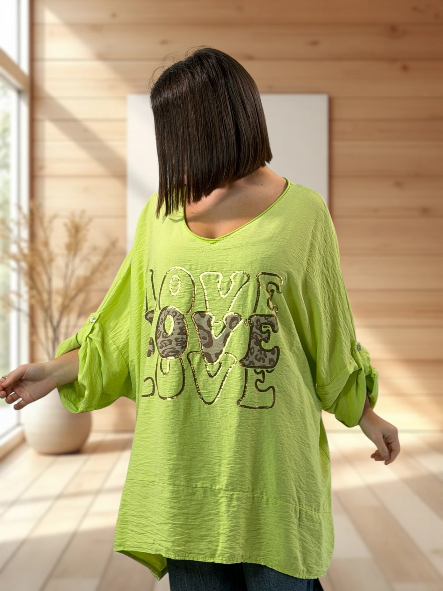 CANDICE  - TUNIQUE OVERSIZE VERT ANIS JUSQU'A LA TAILLE 60