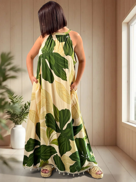 FABIOLA - ROBE MOTIF FLORAL JUSQU'A LA TAILLE 52/54
