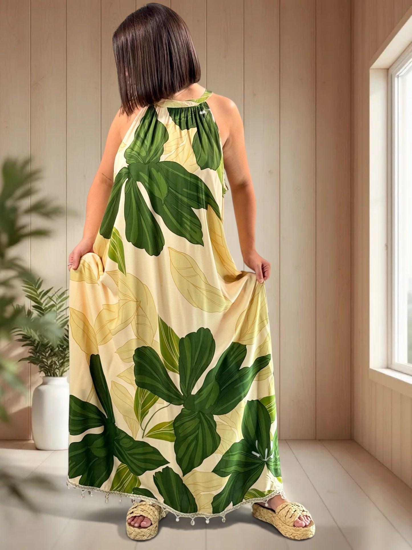 FABIOLA - ROBE MOTIF FLORAL JUSQU'A LA TAILLE 52/54