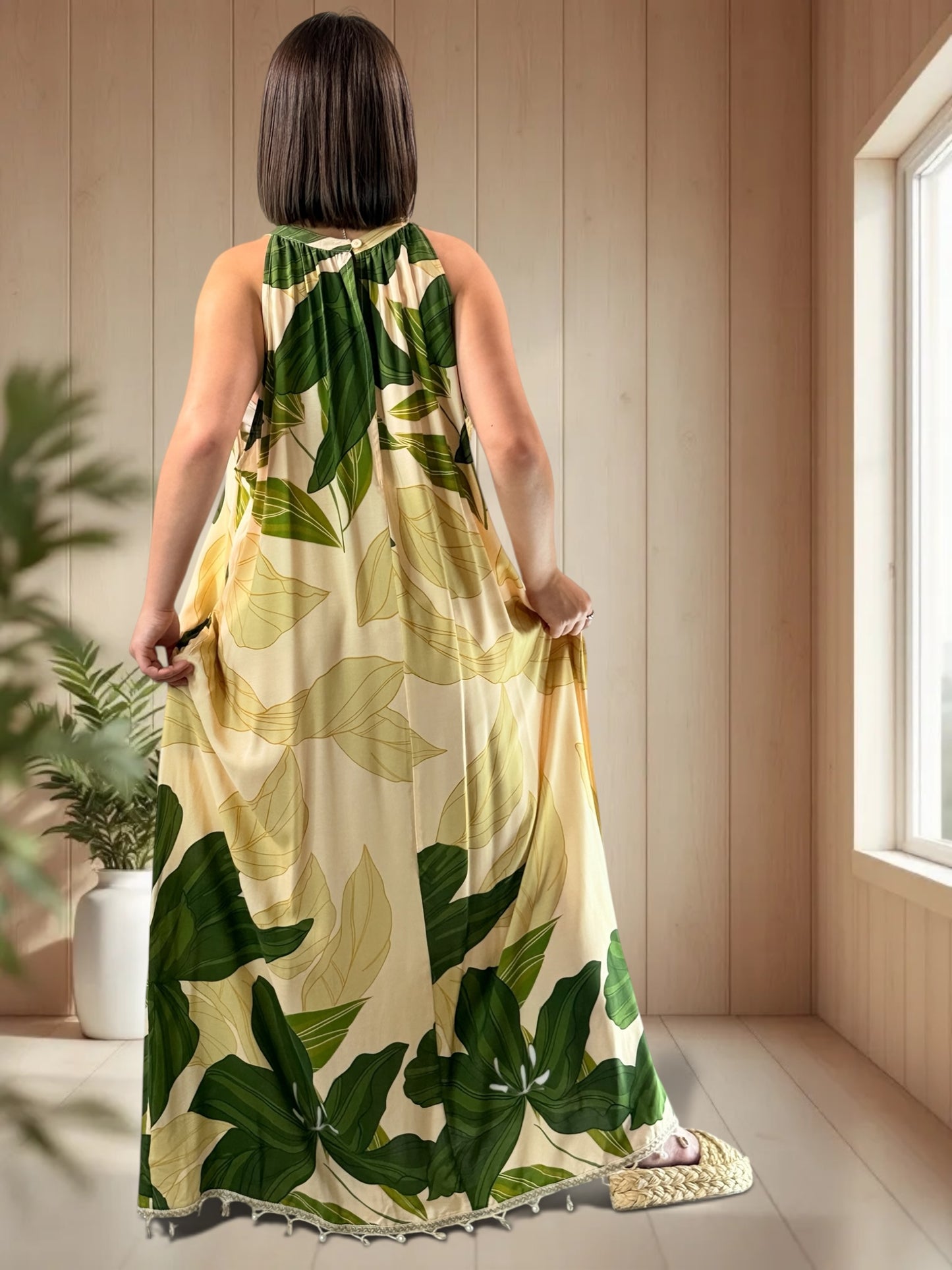 FABIOLA - ROBE MOTIF FLORAL JUSQU'A LA TAILLE 52/54