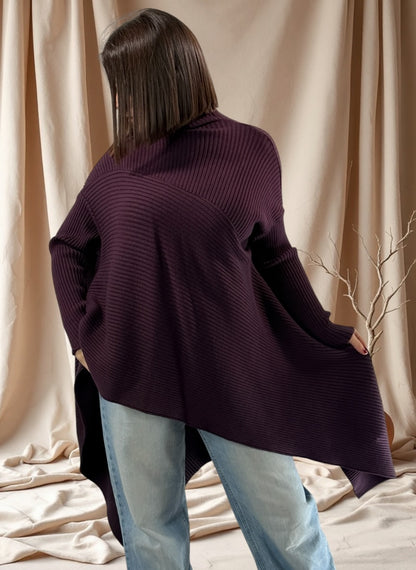 TYLER - PULL ASYMETRIQUE OVERSIZE RAISIN JUSQU'A LA TAILLE 54