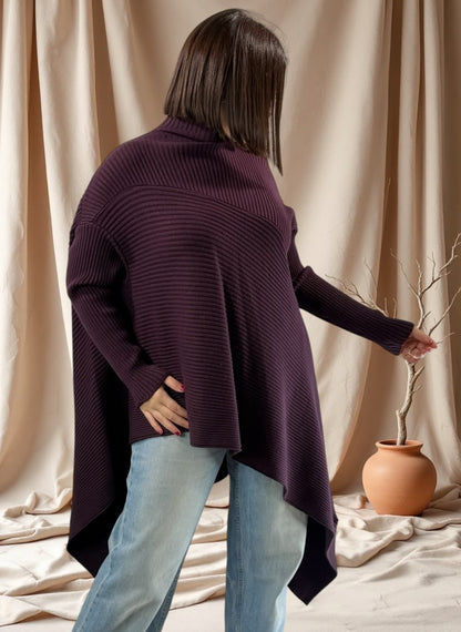 TYLER - PULL ASYMETRIQUE OVERSIZE RAISIN JUSQU'A LA TAILLE 54