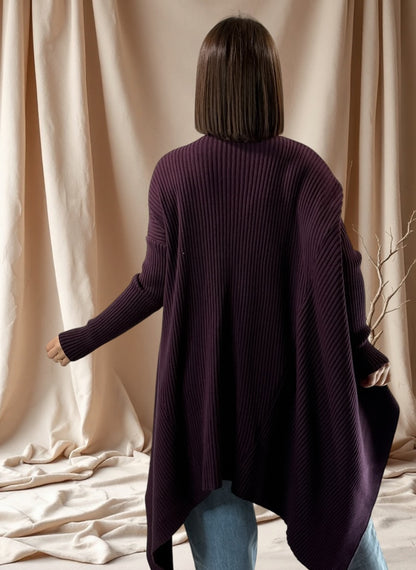 TYLER - PULL ASYMETRIQUE OVERSIZE RAISIN JUSQU'A LA TAILLE 54