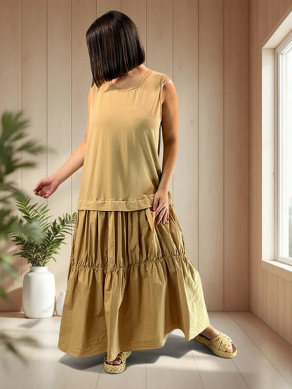 BARCELONE - ROBE LONGUE CAMEL JUSQU'A LA TAILLE 48