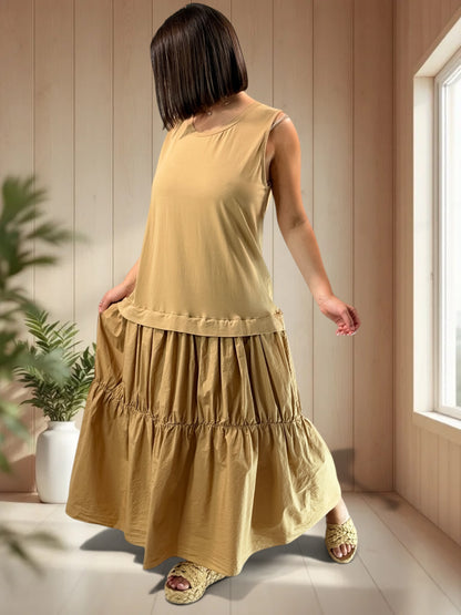 BARCELONE - ROBE LONGUE CAMEL JUSQU'A LA TAILLE 48