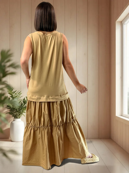BARCELONE - ROBE LONGUE CAMEL JUSQU'A LA TAILLE 48