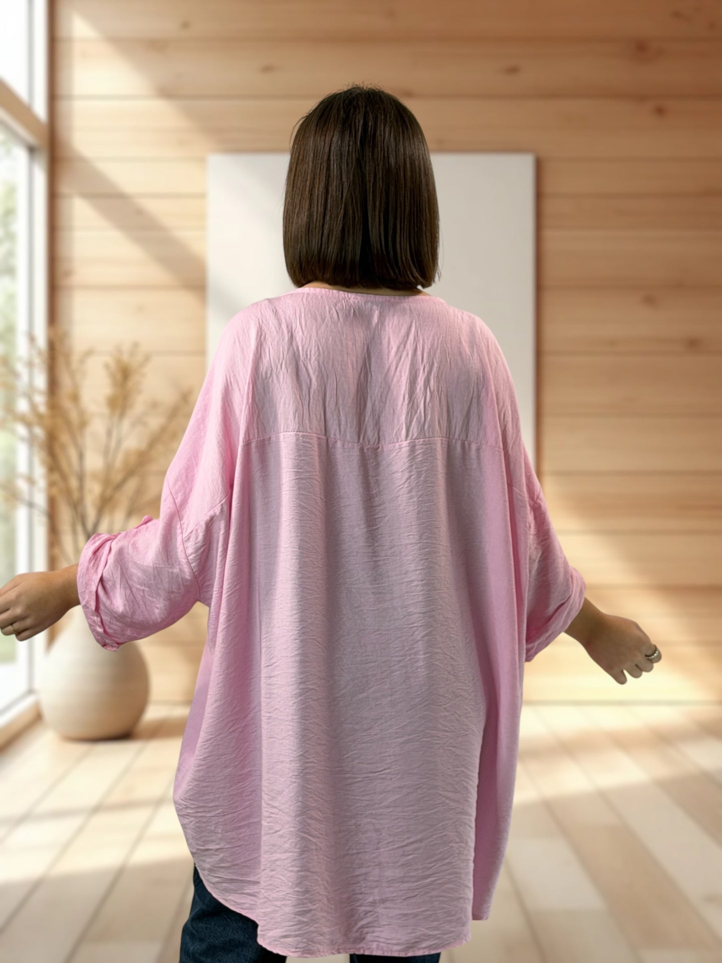 FLAVIE  - TUNIQUE OVERSIZE ROSE JUSQU'A LA TAILLE 60