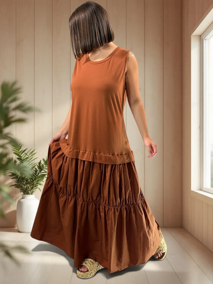 BARCELONE - ROBE LONGUE TERRACOTTA JUSQU'A LA TAILLE 48