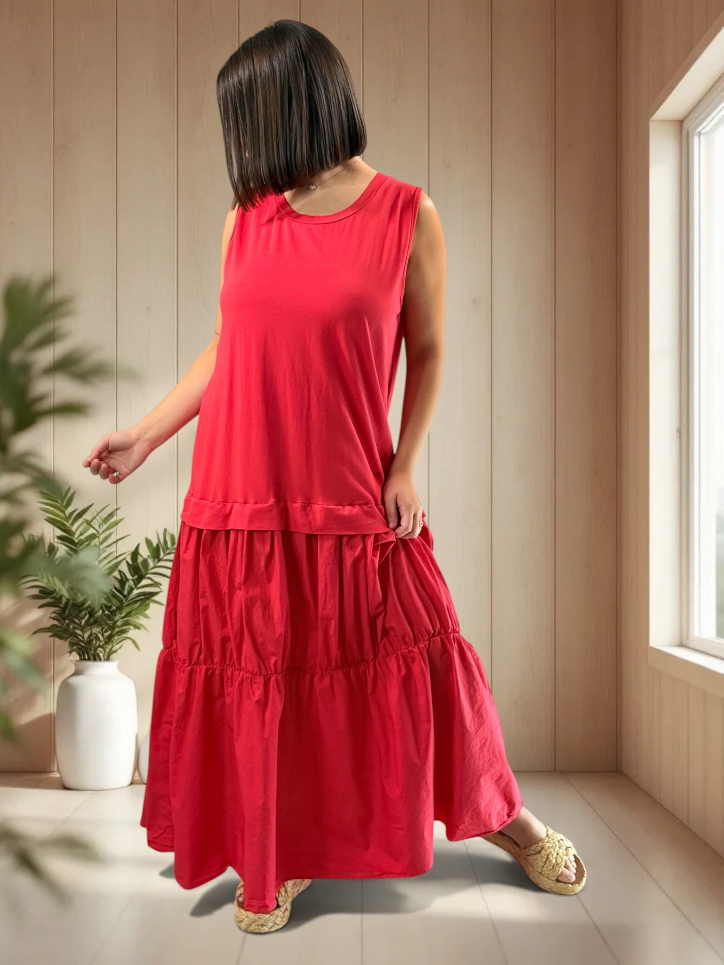 BARCELONE - ROBE LONGUE ROUGE JUSQU'A LA TAILLE 48