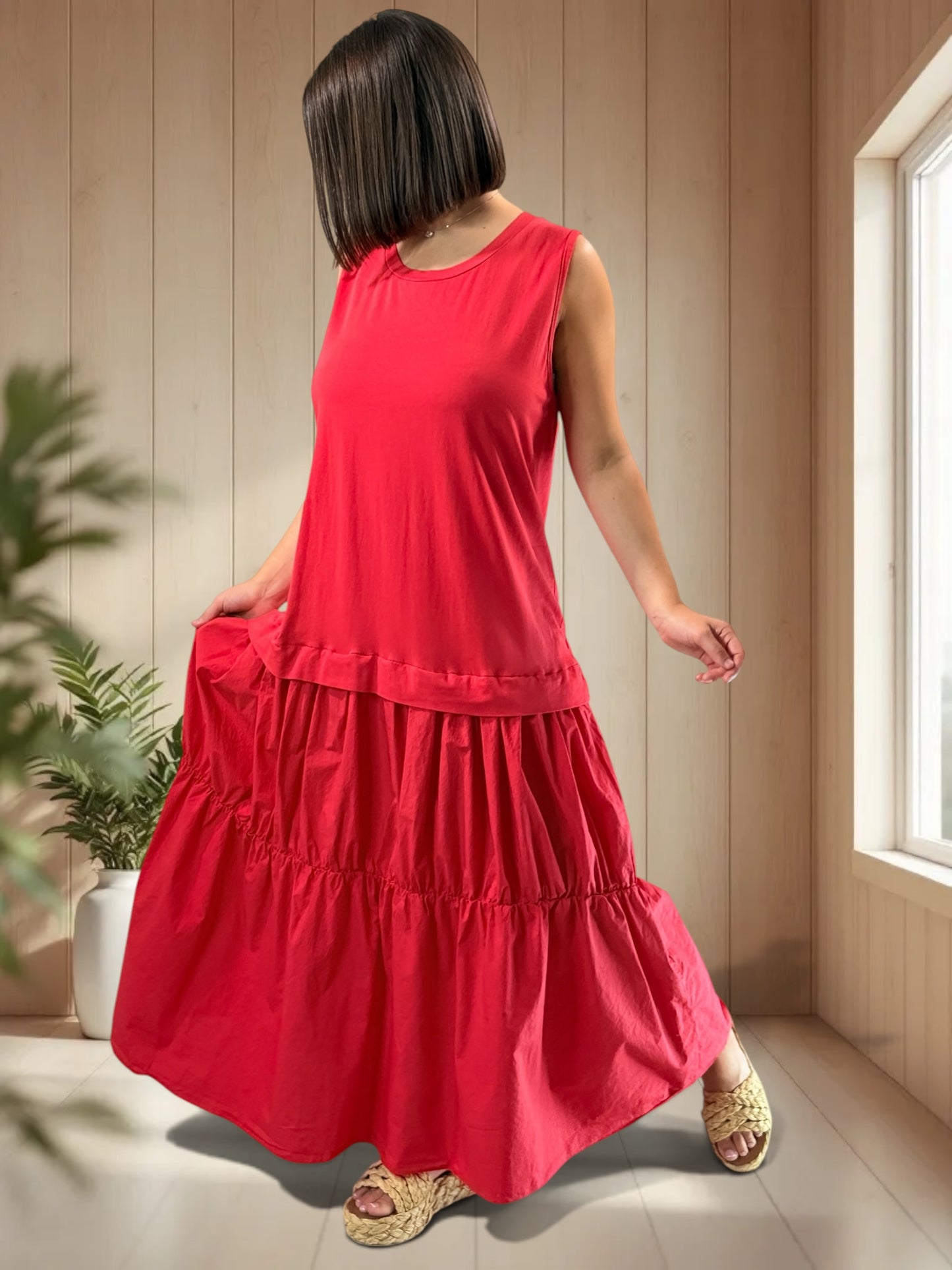 BARCELONE - ROBE LONGUE ROUGE JUSQU'A LA TAILLE 48