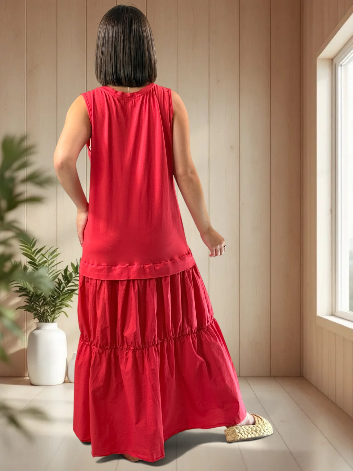 BARCELONE - ROBE LONGUE ROUGE JUSQU'A LA TAILLE 48