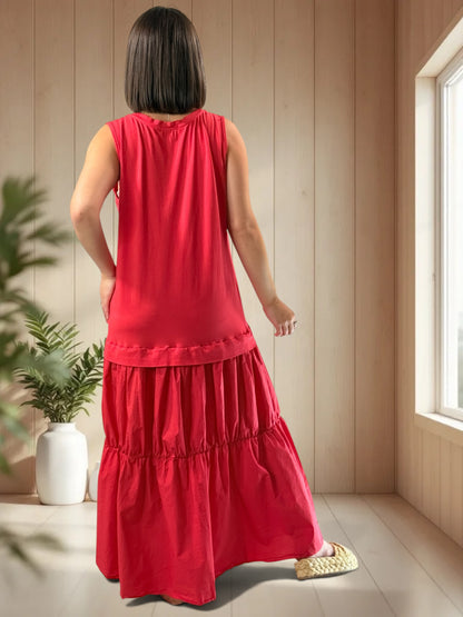 BARCELONE - ROBE LONGUE ROUGE JUSQU'A LA TAILLE 48