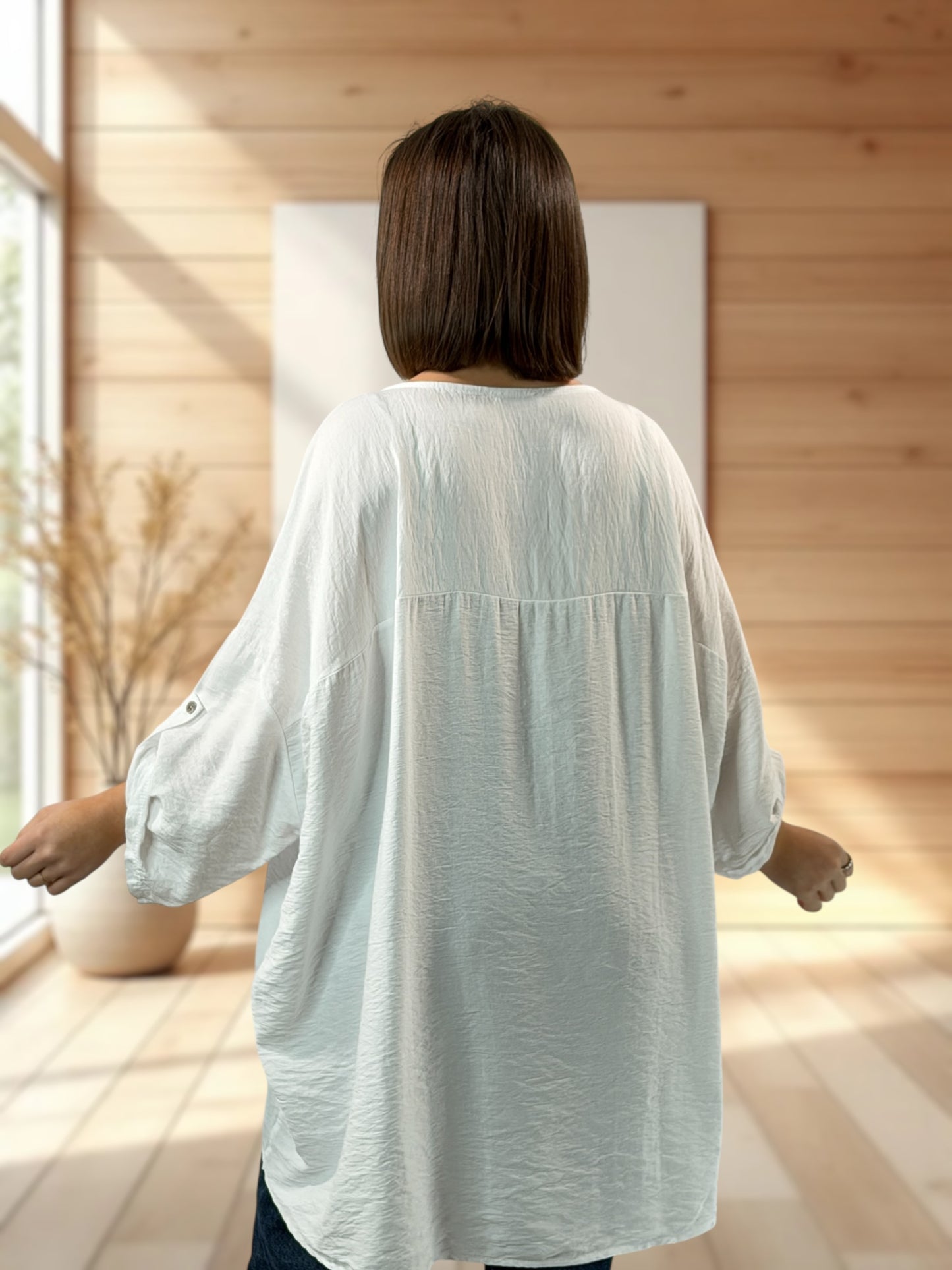 FLAVIE  - TUNIQUE OVERSIZE BLANC JUSQU'A LA TAILLE 60