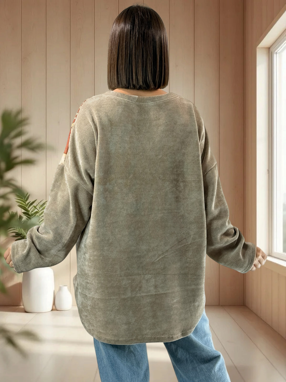 SNOOPY - TUNIQUE OVERSIZE BEIGE EN VELOURS JUSQU'A LA TAILLE 52