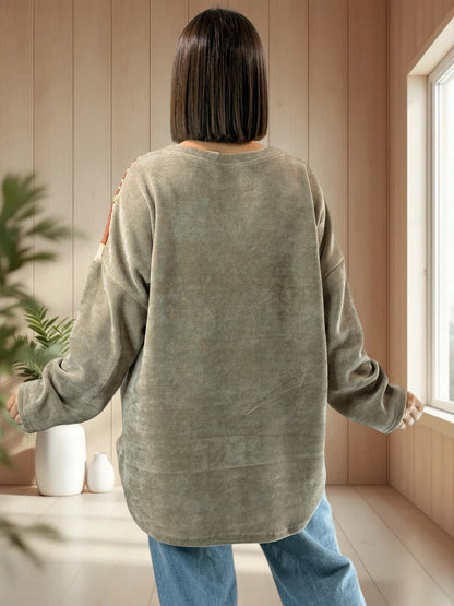 SNOOPY - TUNIQUE OVERSIZE BEIGE EN VELOURS JUSQU'A LA TAILLE 52