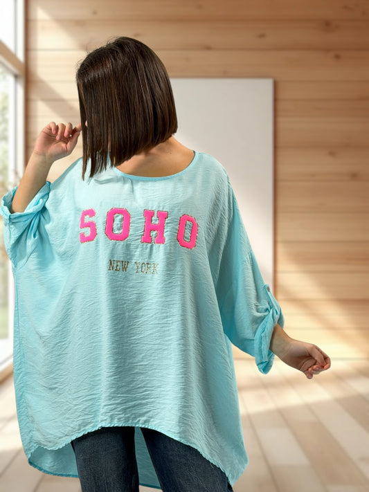 FLAVIE  - TUNIQUE OVERSIZE LAGON JUSQU'A LA TAILLE 60