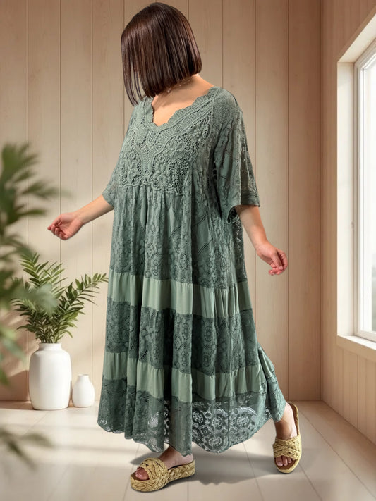 LINDA - ROBE LONGUE KAKI EN DENTELLE JUSQU'A LA TAILLE 56
