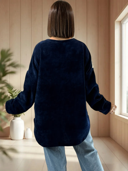 SNOOPY - TUNIQUE OVERSIZE MARINE EN VELOURS JUSQU'A LA TAILLE 52