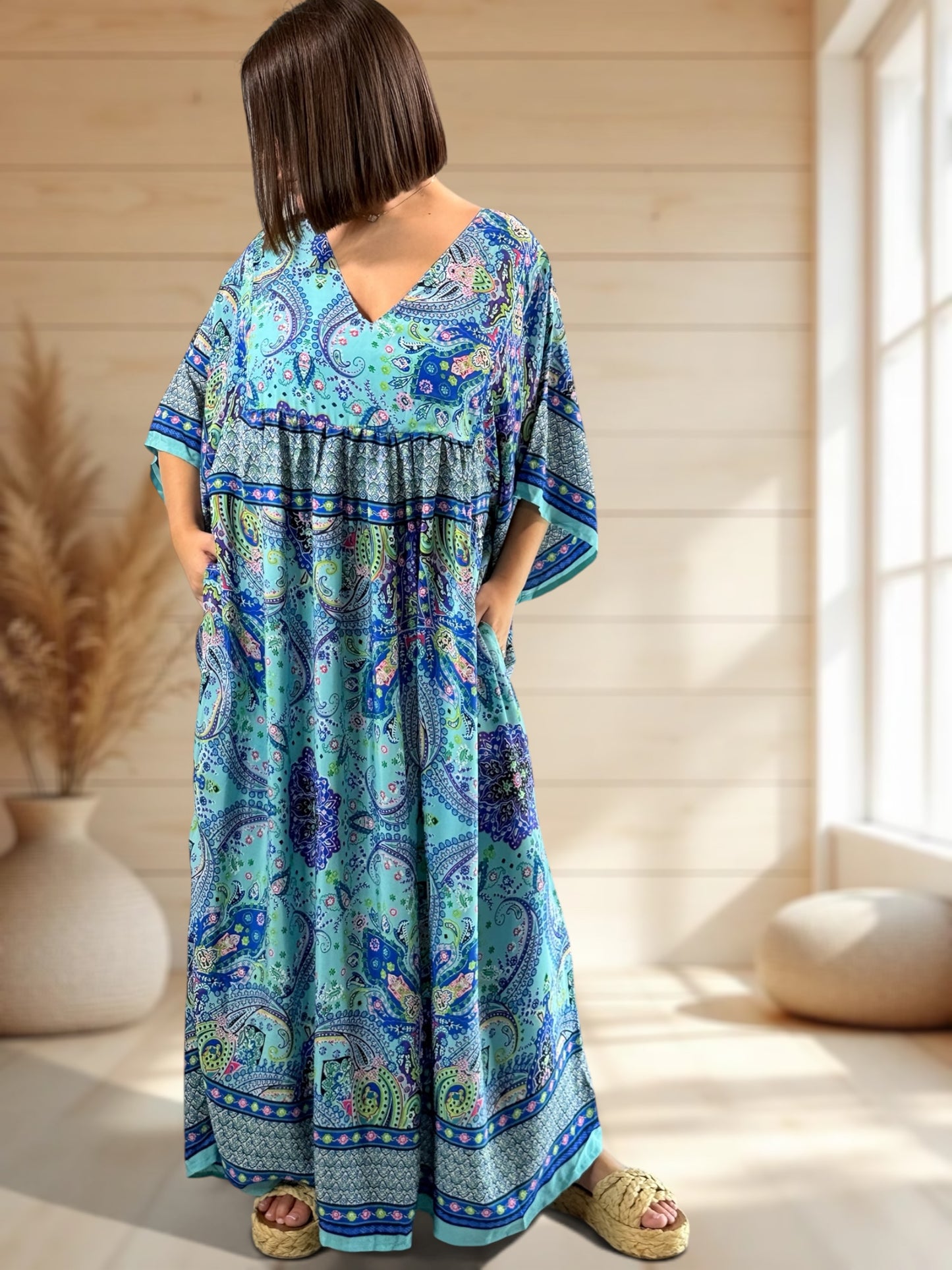 MATHILDA - ROBE LONGUE BOHEME SOIE JUSQU'A LA TAILLE 54