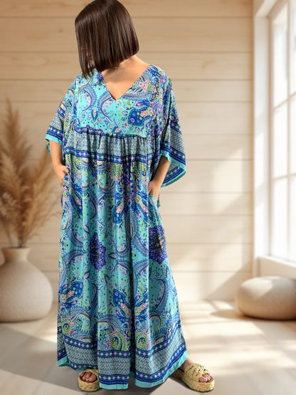 MATHILDA - ROBE LONGUE BOHEME SOIE JUSQU'A LA TAILLE 54