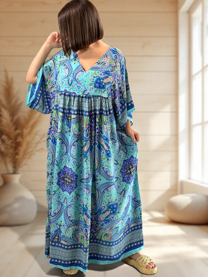 MATHILDA - ROBE LONGUE BOHEME SOIE JUSQU'A LA TAILLE 54