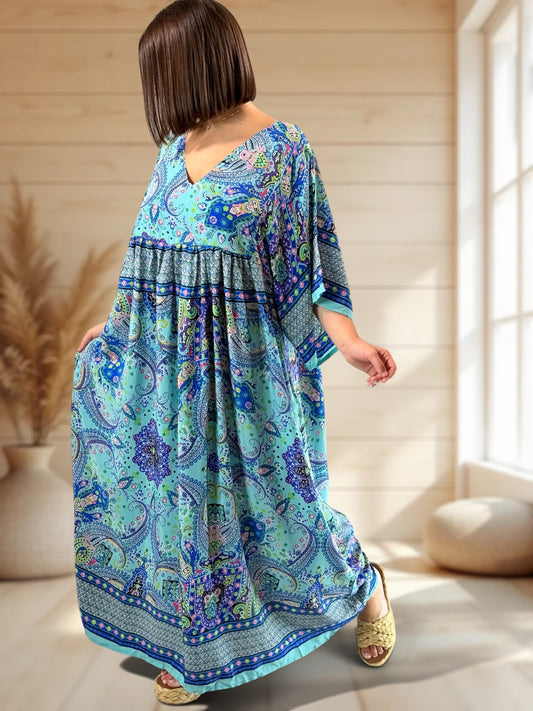 MATHILDA - ROBE LONGUE BOHEME SOIE JUSQU'A LA TAILLE 54