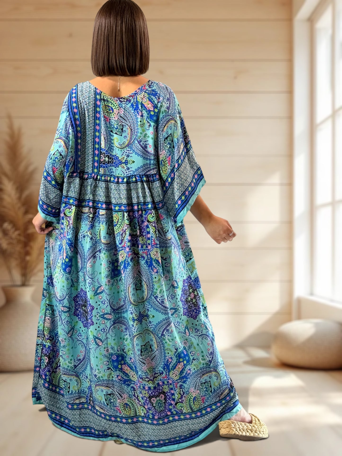 MATHILDA - ROBE LONGUE BOHEME SOIE JUSQU'A LA TAILLE 54
