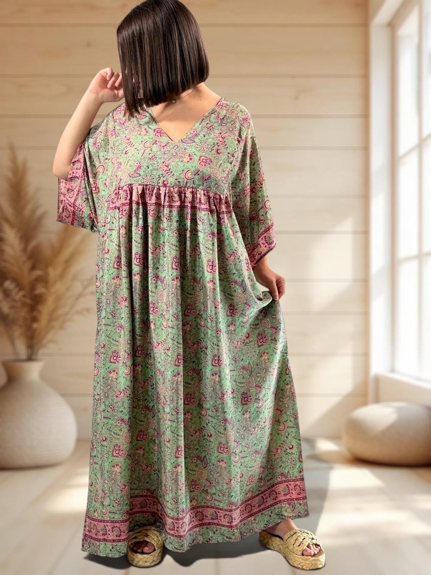 MATHILDA - ROBE LONGUE BOHEME SOIE JUSQU'A LA TAILLE 54