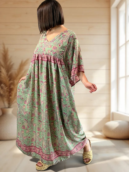 MATHILDA - ROBE LONGUE BOHEME SOIE JUSQU'A LA TAILLE 54