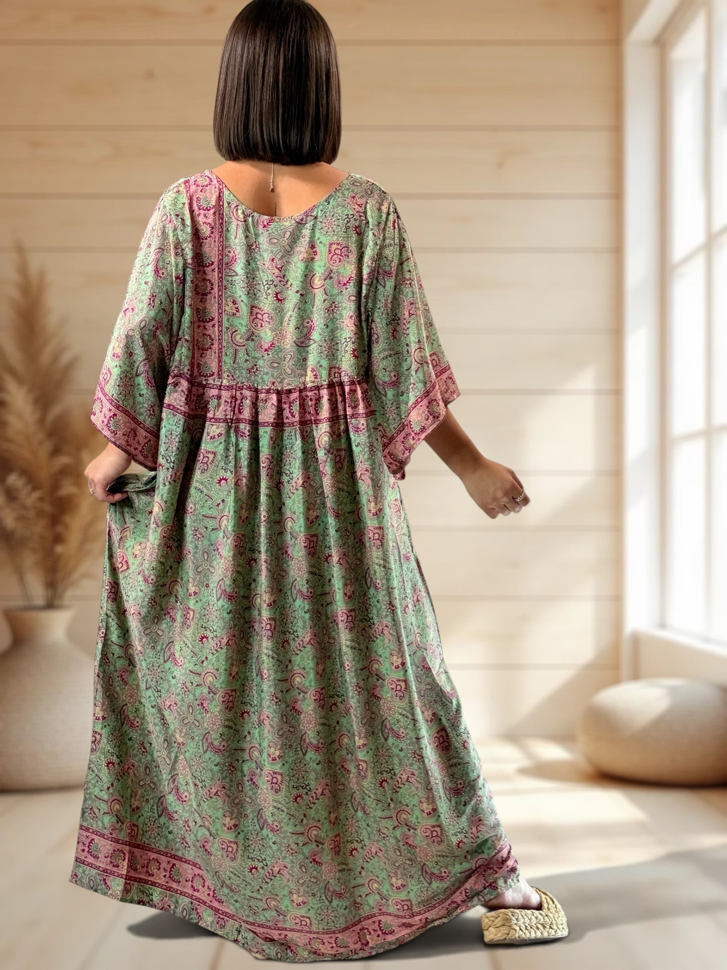 MATHILDA - ROBE LONGUE BOHEME SOIE JUSQU'A LA TAILLE 54