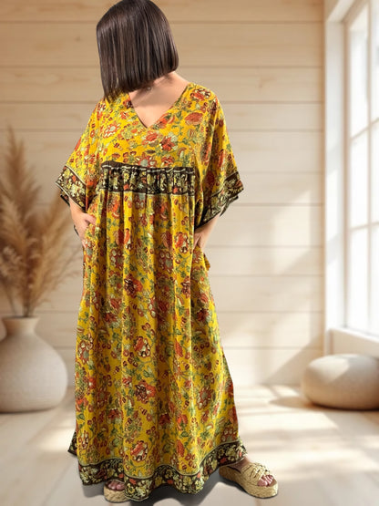 MATHILDA - ROBE LONGUE BOHEME SOIE JUSQU'A LA TAILLE 54