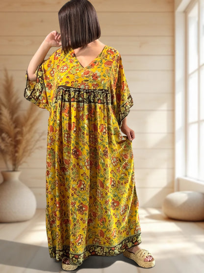 MATHILDA - ROBE LONGUE BOHEME SOIE JUSQU'A LA TAILLE 54