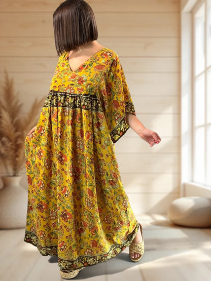 MATHILDA - ROBE LONGUE BOHEME SOIE JUSQU'A LA TAILLE 54