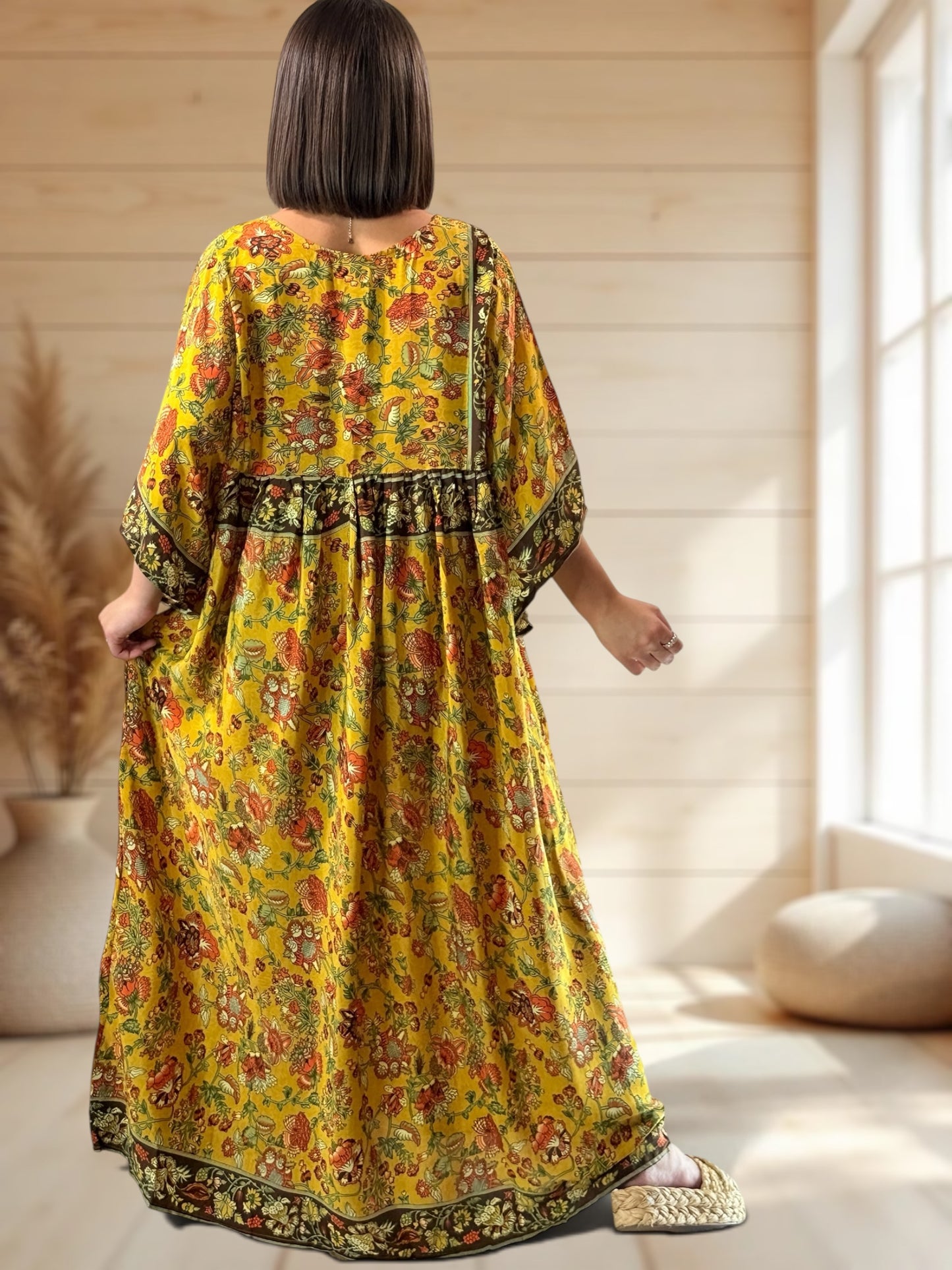 MATHILDA - ROBE LONGUE BOHEME SOIE JUSQU'A LA TAILLE 54