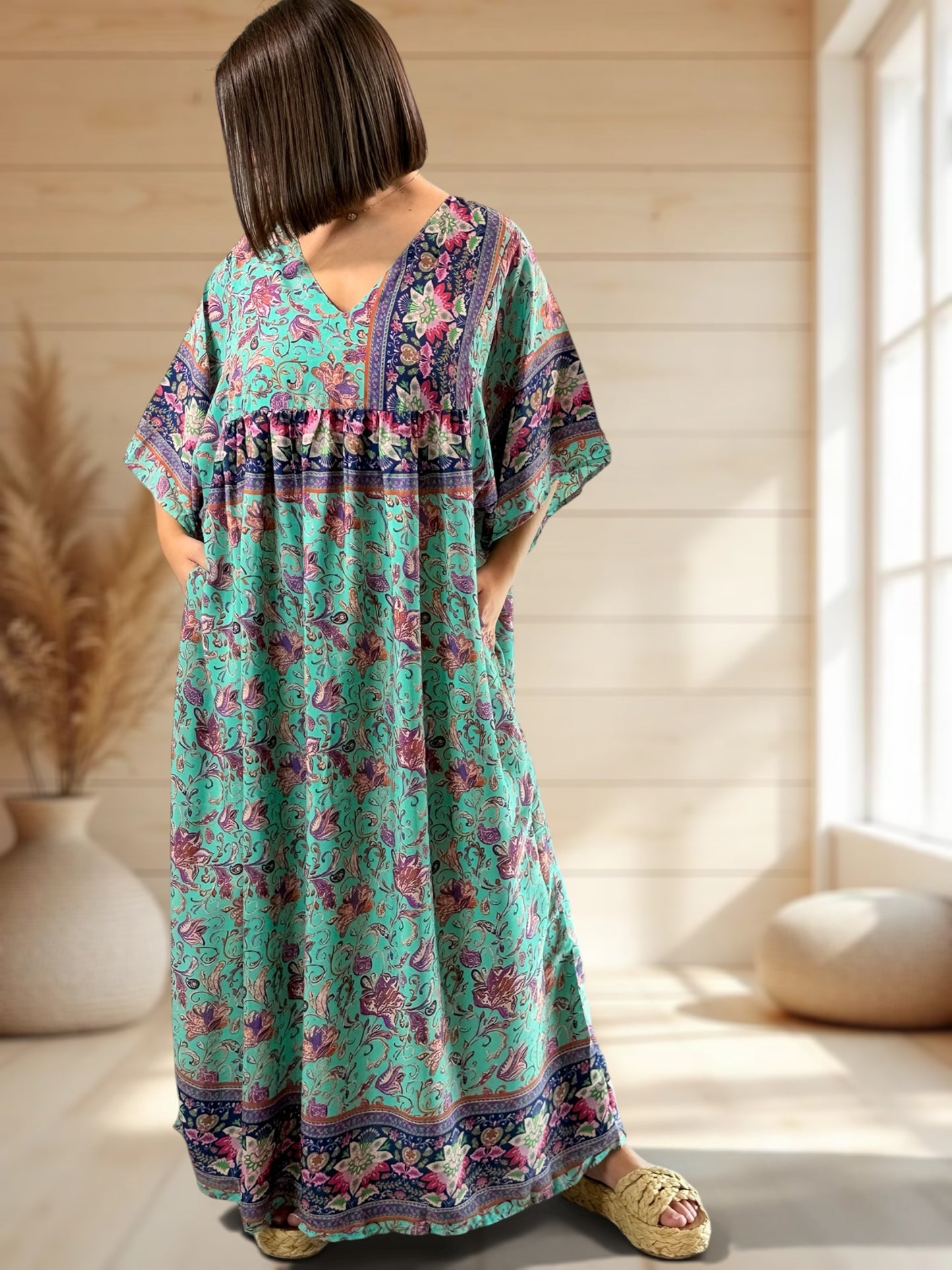 MATHILDA - ROBE LONGUE BOHEME SOIE JUSQU'A LA TAILLE 54