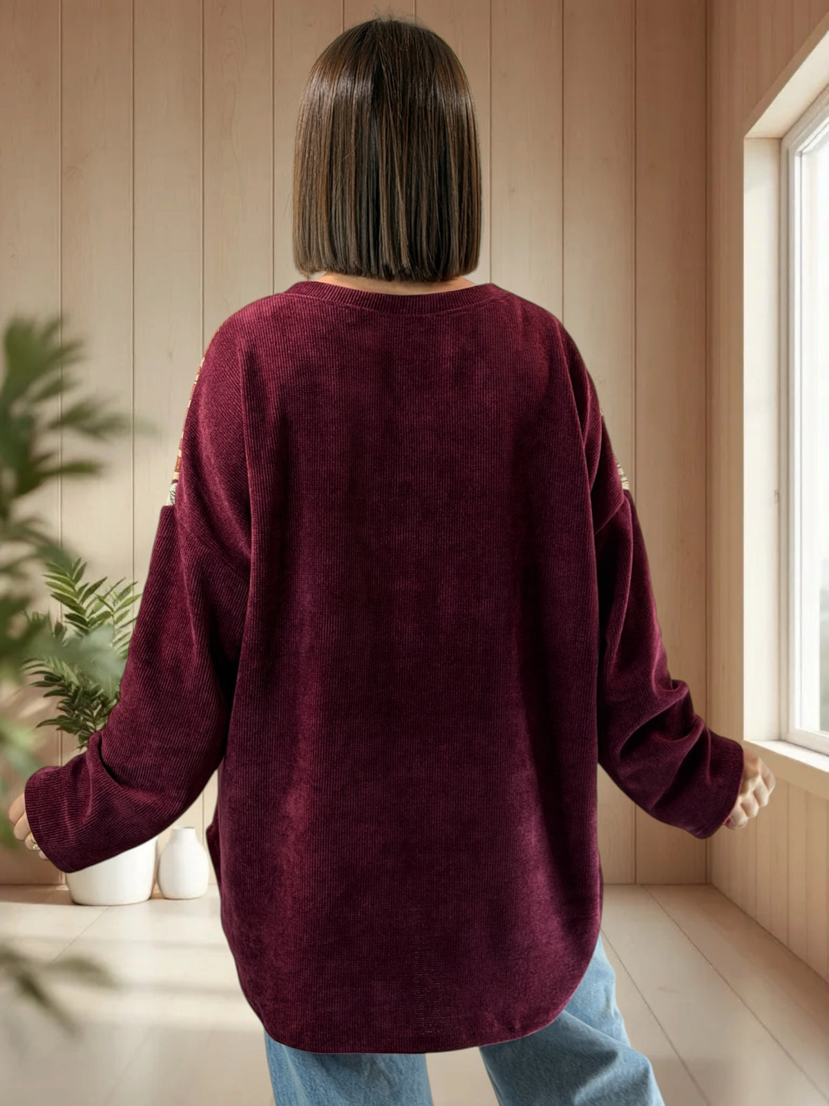 SNOOPY - TUNIQUE OVERSIZE BORDEAUX EN VELOURS JUSQU'A LA TAILLE 52