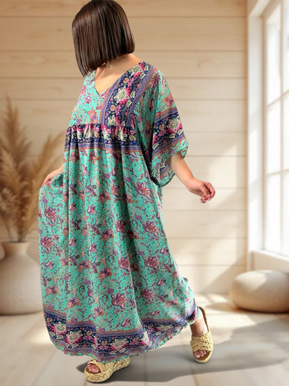 MATHILDA - ROBE LONGUE BOHEME SOIE JUSQU'A LA TAILLE 54